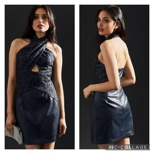 NWT Anthropologie Eva Franco Faux Leather Twofer Dress